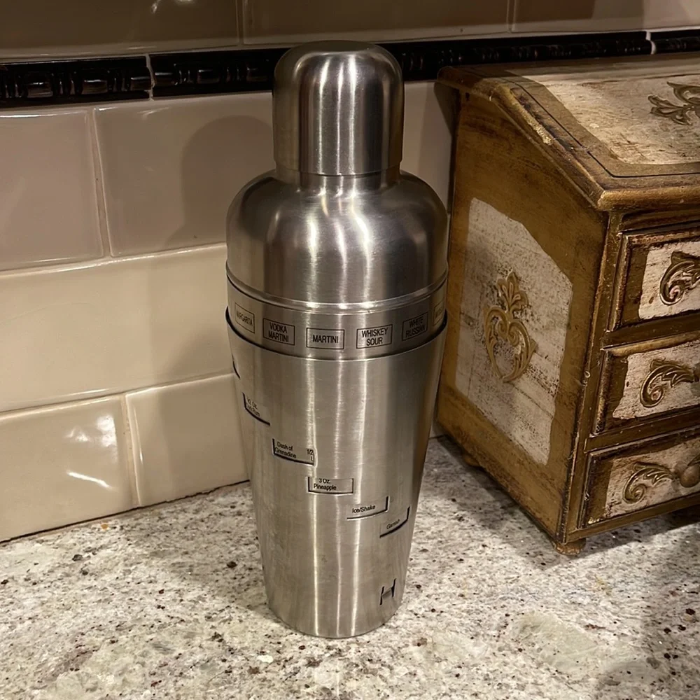 Restoration Hardware Cocktail Shaker with Dial Drink Recipes